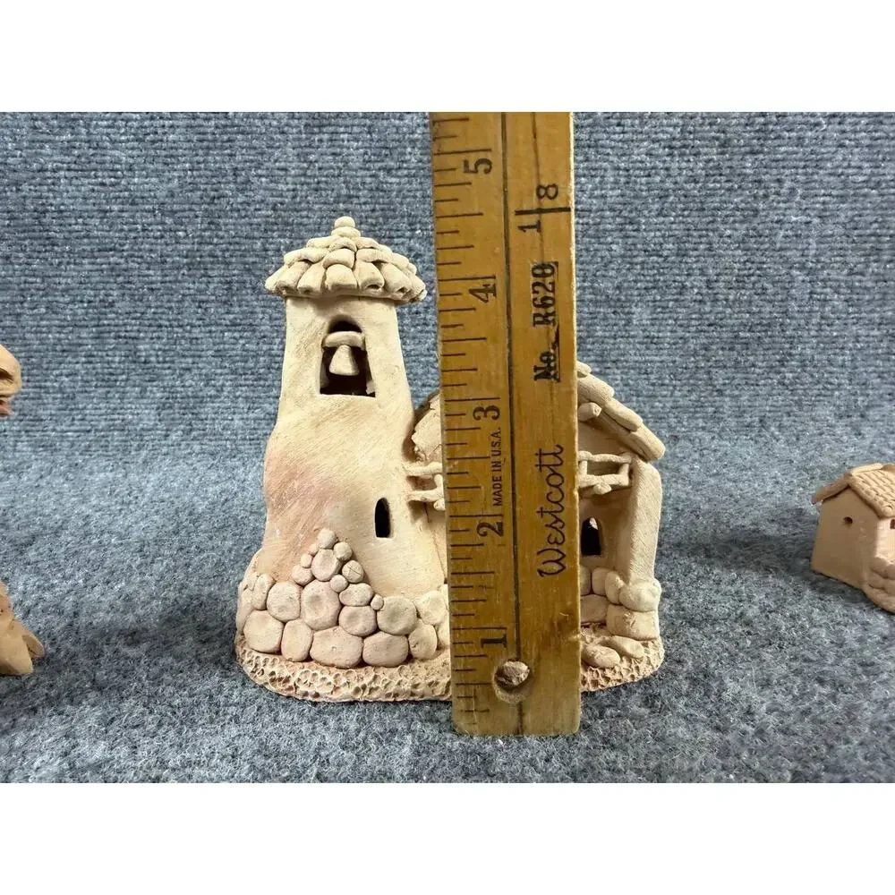 Vintage Handmade Clay Village Figurines Nativity Style Lot